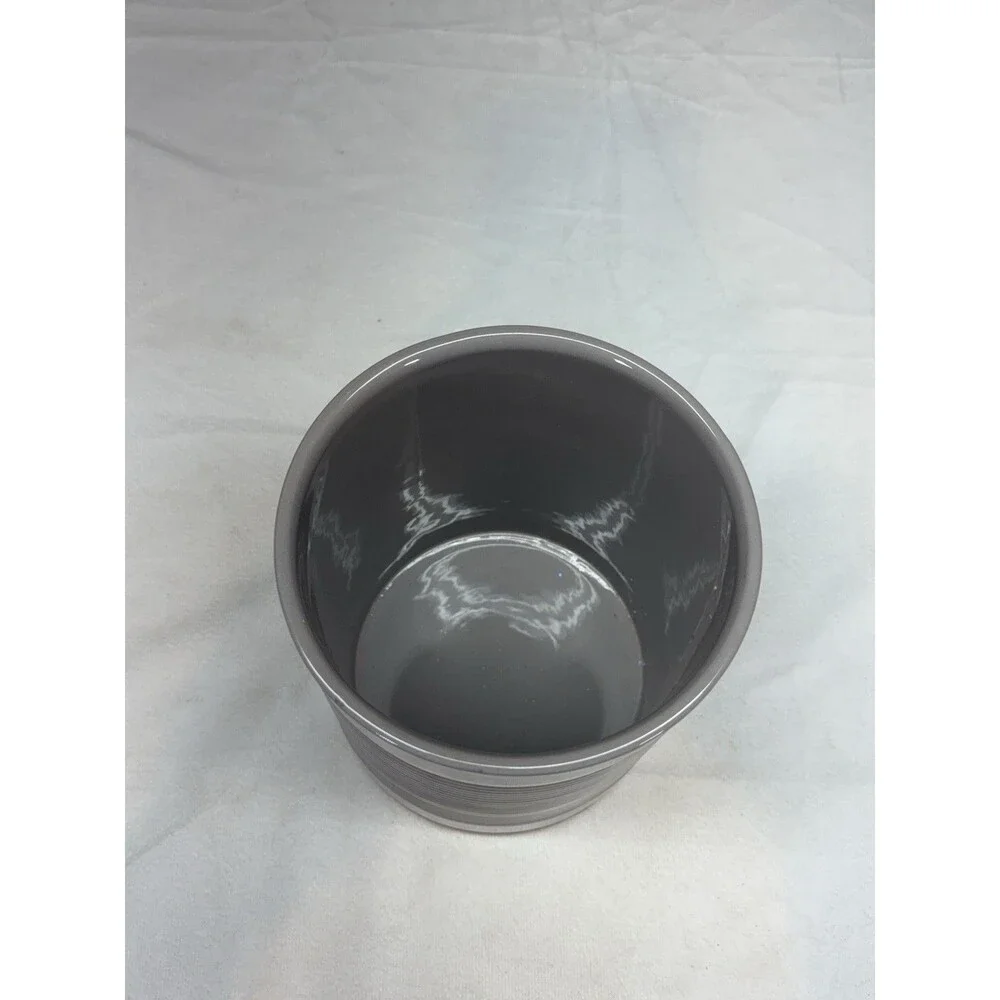 Sur La Table Terracotta Utensil Holder Diameter 5.75” Height 6.75” Gray Ribbed